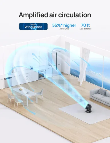 Vista 7 de Dreo Ventilador de torre inteligente, control de voz WiFi, compatible con Alexa/Google y ventiladores para el dormitorio del hogar, ventilador