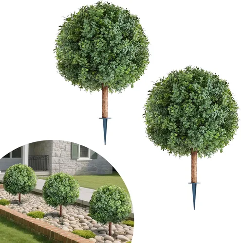 Vista 14 de VEVOR 2 bolas artificiales de 16 pulgadas, bolas de boj de imitación de 4 capas, bolas decorativas de plantas sintéticas verdes para todo el año