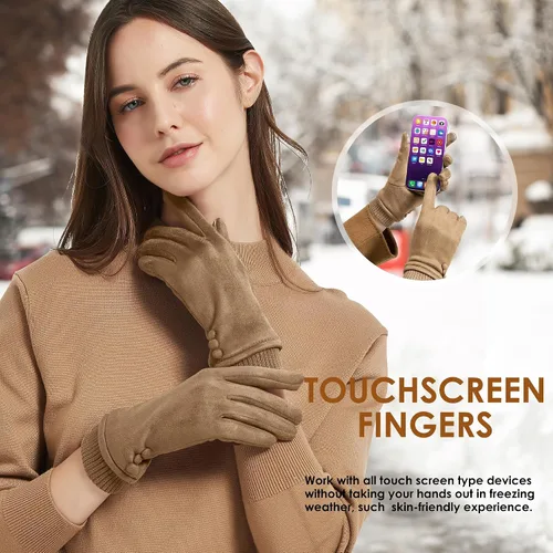 Vista 3 de Dsane Guantes de invierno para mujer, resistentes al viento, con forro polar, gruesos y cálidos