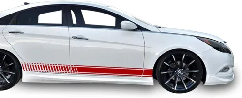 Vista 4 de Adhesivo adhesivo de vinilo con rayas laterales compatible con Hyundai Sonata 2009-2017 (Negro)