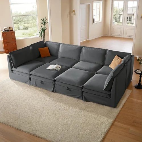 Vista 26 de Sofá modular lavable de gran tamaño de 89 pulgadas, sofá nube con funda totalmente extraíble, sofás seccionales para sala de estar, tela