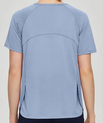 Vista 6 de Origiwish Camiseta de entrenamiento de manga corta para mujer, de secado rápido, para correr, gimnasio, atlética, casual, para yoga