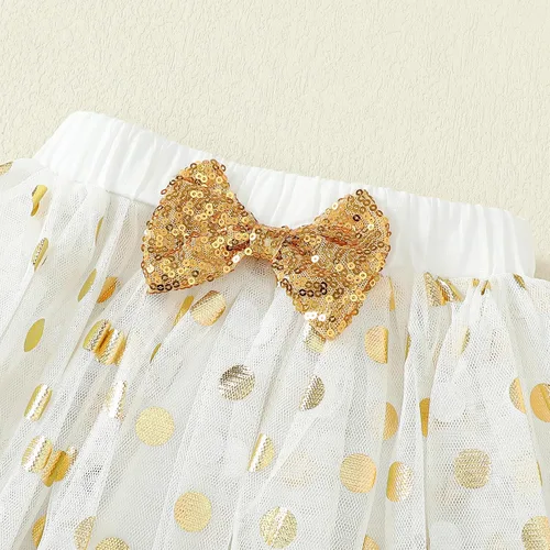 Vista 3 de LYSMuch Conjunto de ropa de cumpleaños para niñas, princesa, camisa de manga larga con malla y falda de burbuja con tutú