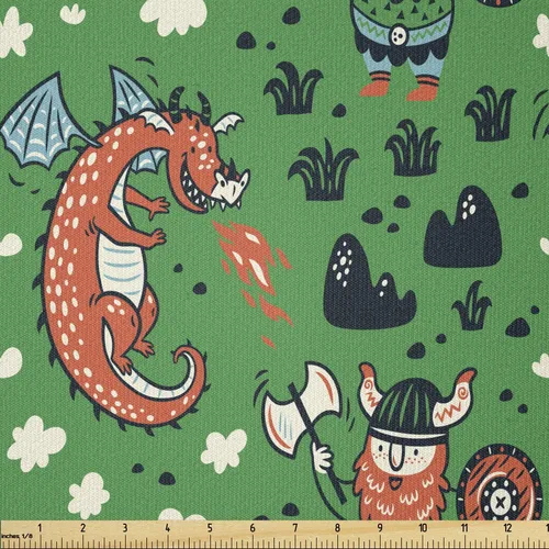 Vista 9 de Ambesonne Tela de circo de The Yard, colorido circo retro como triciclo de equitación de osos, niñas siamesas y artistas, tela de punto elástico
