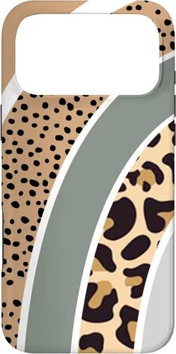 Vista 22 de Boho Burnt Orange Half Rainbow with Dotted Pattern Leopard Case for iPhone 17
