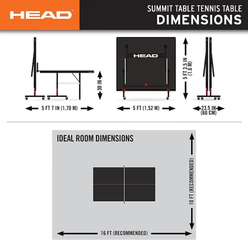 Vista 8 de HEAD Summit USA - Mesa de tenis de mesa para interiores, red de grado de competencia, fácil de instalar en 10 minutos, mesa de ping pong con modo