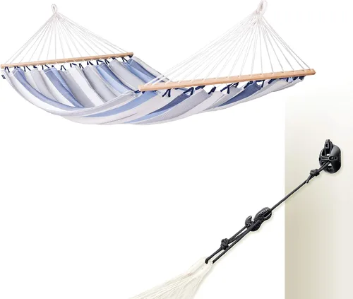 Vista 10 de La Siesta® Alisio Hamaca con barra esparcidora, hamaca exterior resistente a la intemperie, hamaca exterior de tela para 2 personas, hamaca para 2