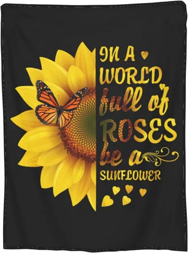 Vista 12 de Manta de girasol, suave, cálida, ligera, acogedora manta de felpa para cama, sofá, oficina, decoración de regalos para niños y mujeres, 80 x 60