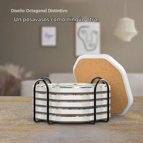Vista 4 de UMIRRO Posavasos para decoración de mesa de café, posavasos rústicos retro bohemios de granja, tapetes absorbentes para tazas para mesa de madera