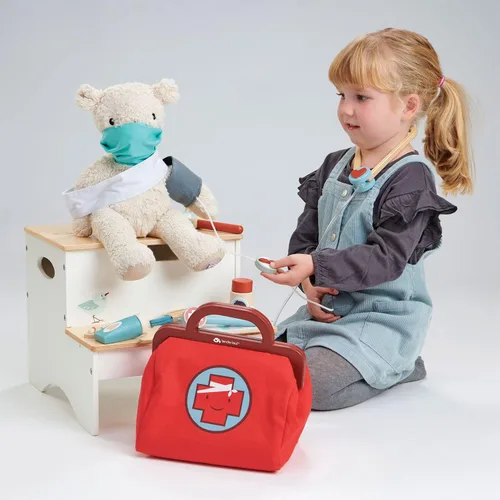 Vista 5 de Tender Leaf Toys - Bolsa de doctor - Kit médico de juguete de simulación de doctor - Promueve el juego de rol imaginario y creativo, ayuda a crear
