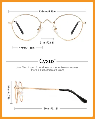 Vista 5 de Cyxus Blue Light Glasses for Men and Women, Retro Round Metal Frame 8702 10-dorado-8702T06-US