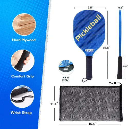 Vista 2 de GSE Games & Sports Expert Juego de palas de pickleball con raquetas ligeras de pickleball y bolas de pepinillo para interiores y exteriores y bolsa