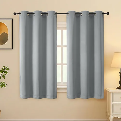 Vista 194 de Simplebrand Juego de 2 paneles de cenefa aguamarina para ventana de cocina de 14 pulgadas de largo, cortinas de oscurecimiento de habitación