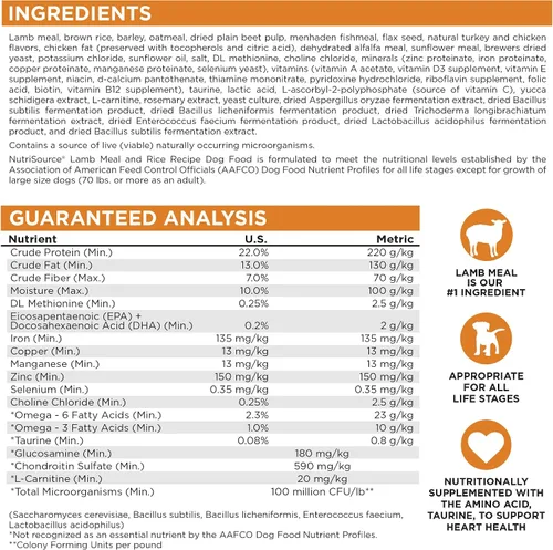 Vista 8 de NutriSource Alimento seco para perros adultos, harina de cordero y arroz, 4 libras