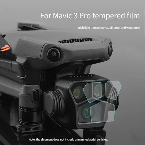 Vista 3 de Juego de 2 protectores de pantalla de lente para DJI Mavic 3 Pro Drone 9H de dureza de vidrio templado, accesorio de película protectora