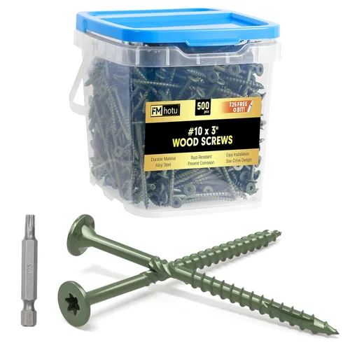 Vista 14 de #10 x 2-1/2" Tornillos para Terraza, 108 Piezas Tornillos para Madera con Cabeza Estrella, Tornillos para Madera Resistentes al Óxido para Negro