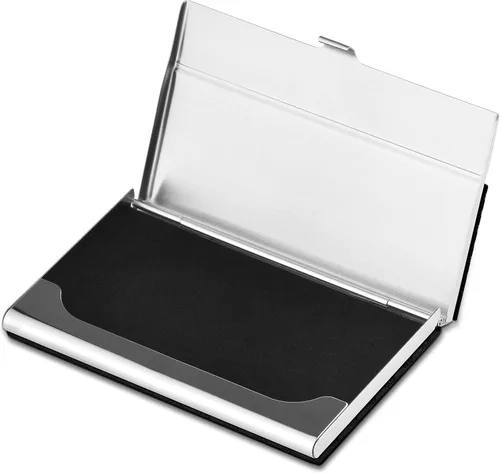 Vista 2 de Caramel Sweet Life 6 colores personalizados de acero inoxidable tarjeta de crédito titular de la caja grabado con texto personalizado (negro)
