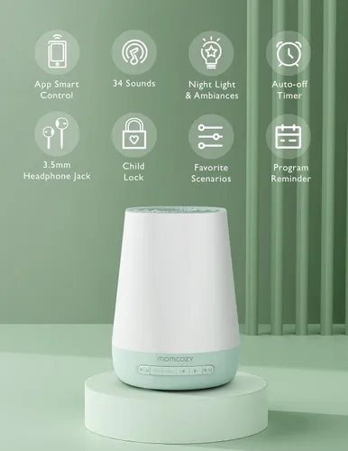 Vista 2 de Momcozy Máquina de sonido para dormir del bebé con luz nocturna y monitor de bebé Momcozy Smart WiFi con cámara y audio