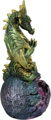 Vista 2 de Ebros Gift Meditación verde Gaia Terra Yoga Monje Dragón sentado en la Tierra Joven Esfera LED Orbe Girosfera Figurita Calabozos y Dragones Leyenda