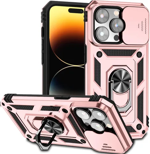 Vista 18 de Funda magnética compatible con iPhone 14 Pro de 6.1 pulgadas, funda magnética para iPhone 14 Pro con cubierta de cámara y soporte de grado militar