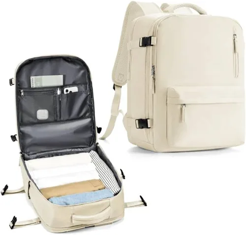 Vista 28 de WONHOX - Mochila grande, aprobada para vuelo, unisex, para viajes, trabajo, negocios o laptop, a1-Negro, Medium