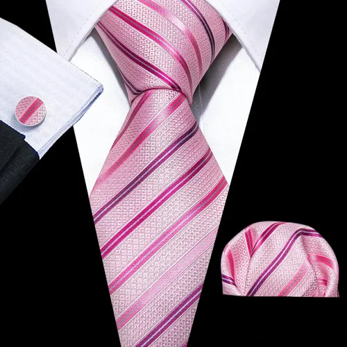 Vista 27 de Barry.Wang Juego de corbatas para hombre, corbata de seda a rayas, tejido a cuadros, gemelos formales, negocios, boda