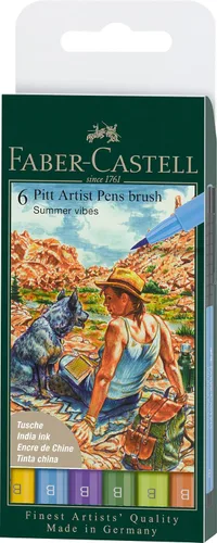 Vista 8 de Faber-Castell Art & Graphic Pitt Artist Pen Brush India Ink Pen, multicolor, caja de estudio de 60 unidades, para arte, manualidades, dibujo