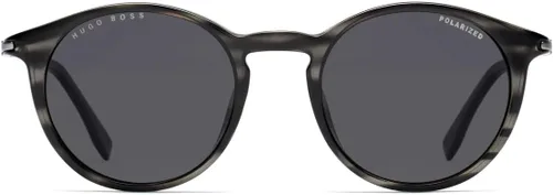 Vista 3 de Hugo Boss 1003S Gafas de sol de plástico para hombre, 1.969 in (gris rayado, gris polarizado)