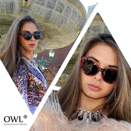 Vista 8 de OWL Gafas de sol Cateye para mujer, diseño retro clásico vintage con alas altas
