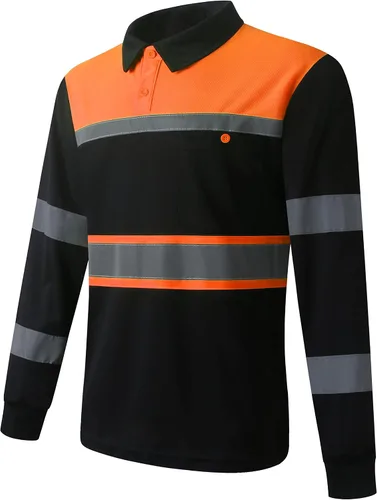 Vista 12 de Camisas de seguridad HoliSecure para hombre, camisas polo reflectantes de alta visibilidad para hombre con bolsillo, ropa de trabajo de manga corta