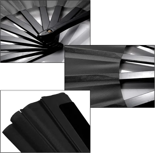 Vista 3 de Nydotd Paquete de 2 ventiladores plegables de mano grandes para fanáticos rave, tela de nailon plegable con funda de soporte para hombres y mujeres