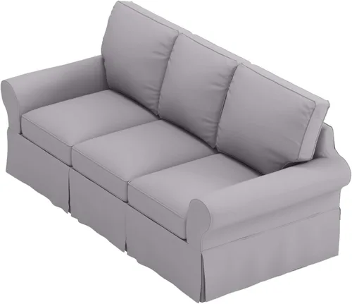 Vista 6 de La funda de sofá es de repuesto para sofá de 3 asientos. Se adapta a Pottery Barn PB Basic sofá de tres asientos (gris claro básico)