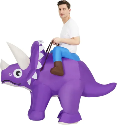 Vista 3 de GOOSH Disfraz inflable de dinosaurio para adultos, disfraz de Halloween para mujeres y hombres, divertido disfraz inflable para fiesta de Halloween