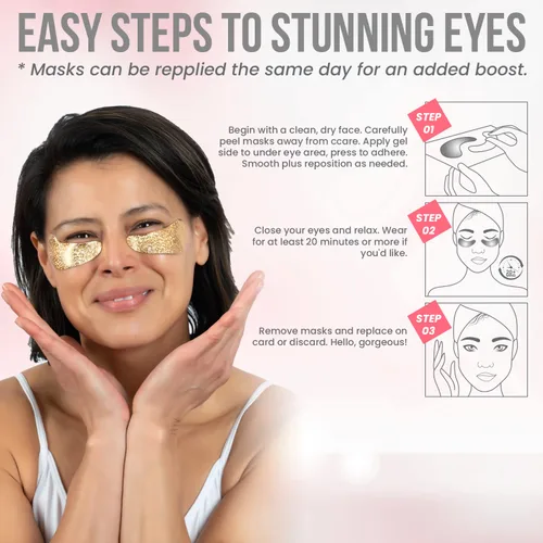 Vista 5 de MISS SPA Parches para debajo de los ojos, mascarillas iluminadoras para los ojos con vitaminas de cafeína B3, mascarillas hidratantes para arrugas