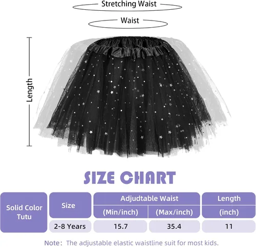 Vista 5 de Zando Falda tutú brillante en capas para niñas pequeñas vestido de baile de ballet falda de tul de lentejuelas para niños disfraz de Halloween