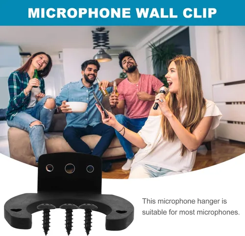 Vista 8 de Soporte de micrófono para soporte de micrófono, 4 piezas, colgador de pared para micrófono, soporte de micrófono montado en la pared, abrazadera