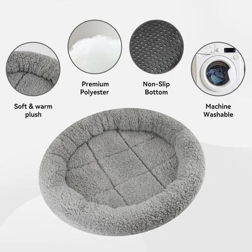 Vista 2 de LESYPET Round Cat Bed, Soft Cat Donut Beds with Pillow Around, Machine Washable Pet Cushion for Kittens/Rabbits/Hamsters, Diameter 11.8