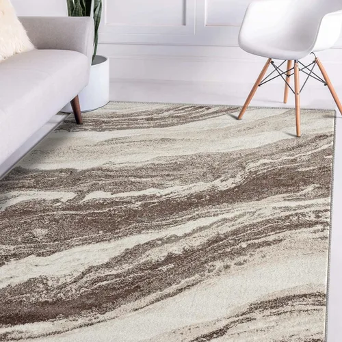 Vista 11 de LUXE WEAVERS Lagos Collection 7983 Alfombra geométrica, color marrón, tamaño 2 x 3 Art Deco Patrón de remolino de mármol, pila media, alfombra