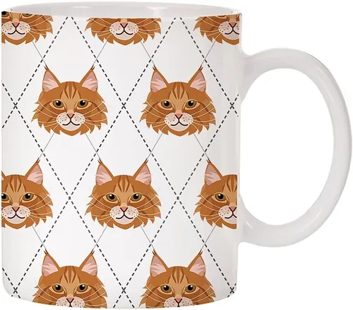 Vista 18 de Adorable Cat Breed Design Argyle Pattern Taza de café de cerámica (abisinian)