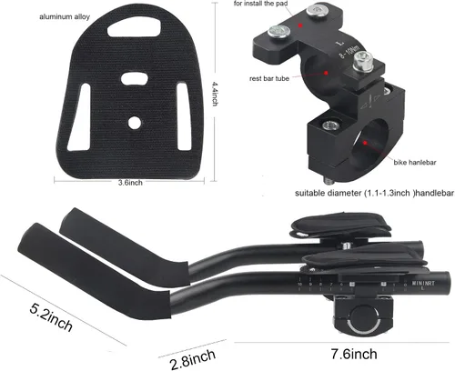 Vista 2 de Barras Aerodinámicas para Bicicleta de Aleación de Aluminio Barra de Reposabrazos para Bicicleta de Carretera Carreras de Bicicletas TT Manillar
