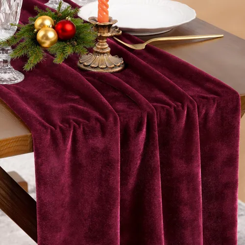 Vista 7 de Socomi Camino de mesa de terciopelo negro para el día de San Valentín, decoración de 20 x 120 pulgadas, tela de 10 pies, camino de boda de Acción