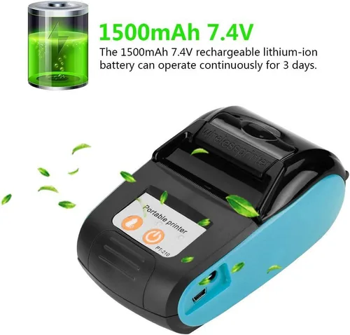 Vista 7 de Tangxi Impresora térmica, PT - 210 Impresora portátil de recibos DC 9V/2A Bluetooth Impresora de facturas térmicas 203DPI Interfaz Power Jack Mini
