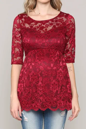 Vista 6 de HELLO MIZ Blusa de maternidad de encaje floral para mujer