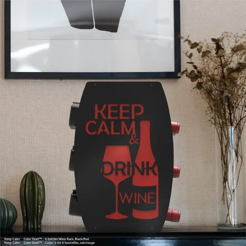 Vista 6 de Mango Steam Estante para vinos Keep Calm de dos tonos, negro y rojo