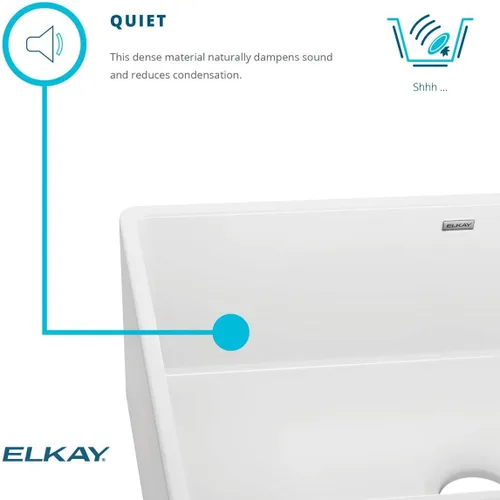 Vista 7 de Elkay SWU1517WH - Fregadero de barra de montaje inferior de arcilla refractaria de 16-7/16" x 18-15/16" x 9-1/16", color blanco