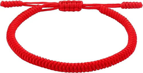 Vista 37 de Pulseras tibetanas hechas a mano con cuerda roja para él y ella, pulsera de la amistad, pulsera de la amistad, hilo negro y rojo para protección