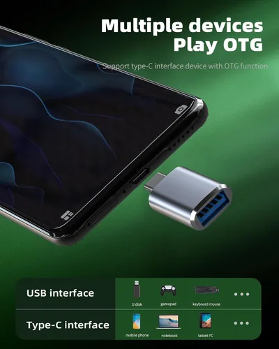 Vista 2 de Adaptador USB C OTG (paquete de 2) convertidor USB-A a tipo C para MacBook, para iPad, para iPhone 15/16 Pro Max, transferencia de datos, conexión