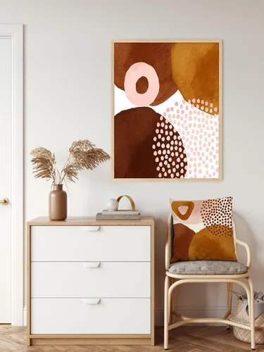 Vista 4 de Juego de 4 fundas de almohada abstractas de color naranja quemado de 20 x 20 pulgadas, fundas de almohada geométricas bohemias decorativas