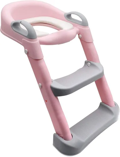 Vista 16 de Escalera de asiento de entrenamiento para niños pequeños, silla de inodoro con escalón más ancho, entrenador de baño para niños pequeños
