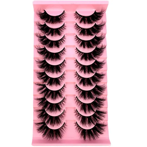 Vista 13 de Nuevas 10 Pares de Pestañas de Visón 3D Pestañas Postizas Hechas a Mano Pestañas Largas Esponjosas y Voluminosas Naturales Herramientas